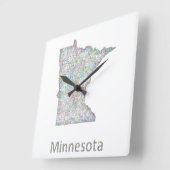 Horloge Carrée Carte du Minnesota (Angle)