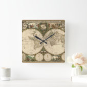 Horloge Carrée Carte du monde 1660 par Frederick de Wit (Maison)