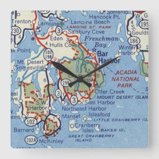 Horloge Carrée Carte du port de Bar et du parc national Acadia