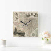 Horloge Carrée Carte du Texas avec des frontières du comté (Maison)