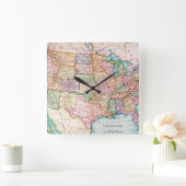 Horloge Carrée Carte : États-Unis, 1905 (Maison)