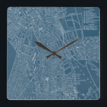 Horloge Carrée Carte graphique de Boston<br><div class="desc">Cartes et modèles</div>