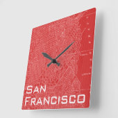 Horloge Carrée Carte graphique de San Francisco (Angle)
