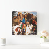 Horloge Carrée Carte indienne 1A (Maison)