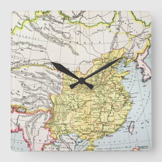 Horloge Carrée CARTE : La CHINE, 1910 (Recto)