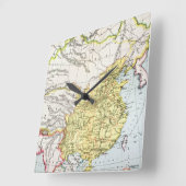 Horloge Carrée CARTE : La CHINE, 1910 (Angle)