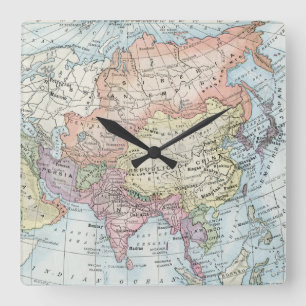 Horloge Carrée Carte politique de l'Asie (1916)