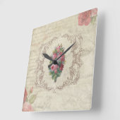 Horloge Carrée Carte postale vintage Florale (Angle)