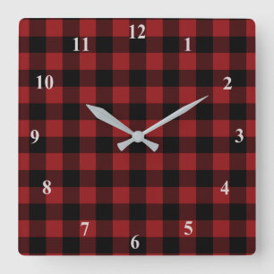 Horloge Carrée Carte rouge et noire vérifiée