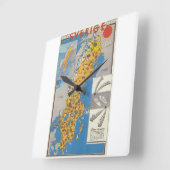 Horloge Carrée Carte Suède (Angle)