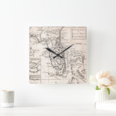 Horloge Carrée Carte vintage de la Floride (1763) (Maison)