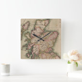 Horloge Carrée Carte vintage de l'Ecosse (1814) (Maison)