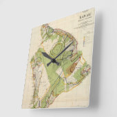 Horloge Carrée Carte vintage de l'île d'Hawaii (1906) (Angle)