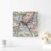 Horloge Carrée Carte Vintage Jerome Arizona (Maison)