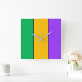 Horloge Carrée Carthagène Stripes Green Yellow (Maison)