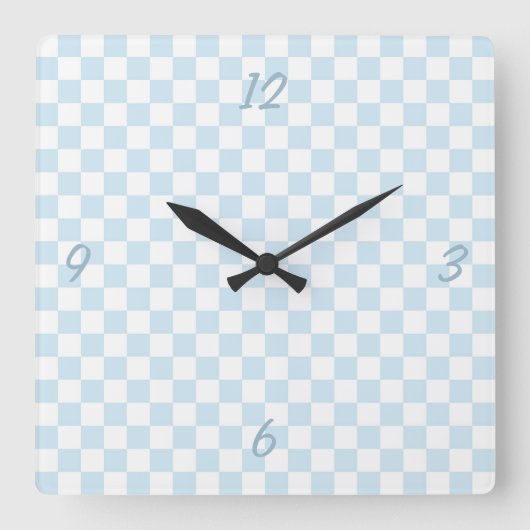 Horloge Carrée Carton bleu pastel et blanc (Recto)