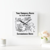 Horloge Carrée Cartoon de Convenience Store (Maison)