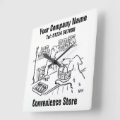 Horloge Carrée Cartoon de Convenience Store (Angle)