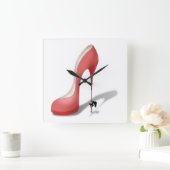 Horloge Carrée Cartoon Giant Red Stiletto - Danseuse de talon (Maison)