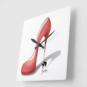 Horloge Carrée Cartoon Giant Red Stiletto - Danseuse de talon (Angle)