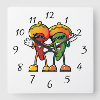 Horloge Carrée Cartoon hot peppers