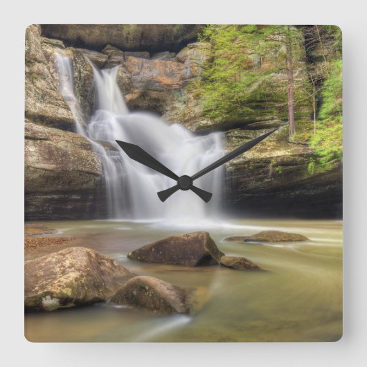 Horloge Carrée Cascade de Cedar Falls à Hocking Hills Ohio (Recto)
