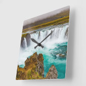 Horloge Carrée Cascade de Godafoss, Islande (Angle)