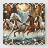 Horloge Carrée Cascade en cascade de l'équitation galopante (Recto)