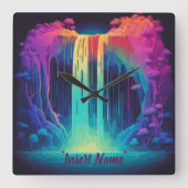 Horloge Carrée Cascade magique, sérénité captivante (Recto)