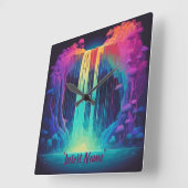 Horloge Carrée Cascade magique, sérénité captivante (Angle)