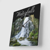 Horloge Carrée Cascades de montagne rustique (Angle)