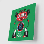 Horloge Carrée Casino Gambling Poker Roulette (Angle)