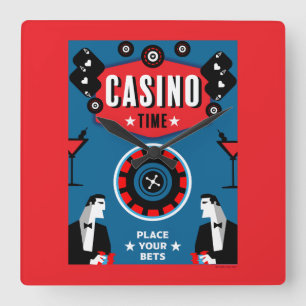 Horloge Carrée Casino Gambling Poker Roulette