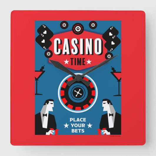 Horloge Carrée Casino Gambling Poker Roulette (Recto)