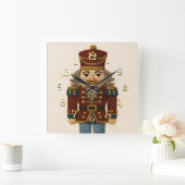 Horloge Carrée Casse-noix de Noël broderie (Maison)