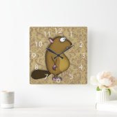 Horloge Carrée Castor dans le profil (Maison)