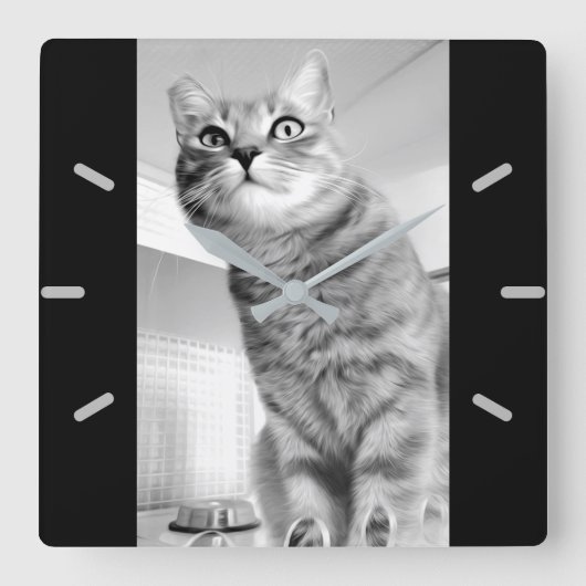 Horloge Carrée Cat (Recto)
