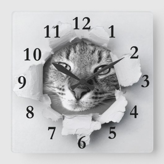Horloge Carrée Cat (Recto)