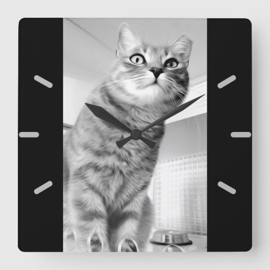 Horloge Carrée Cat (Recto)