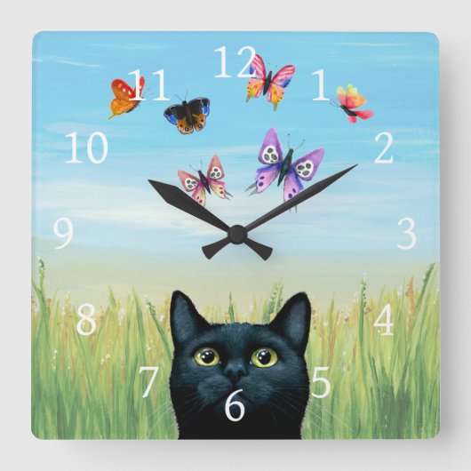 Horloge Carrée Cat 606 butterflies nature background (Recto)