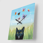 Horloge Carrée Cat 606 butterflies nature background (Angle)