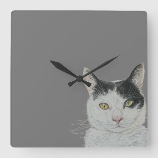 Horloge Carrée Cat Clock (Recto)