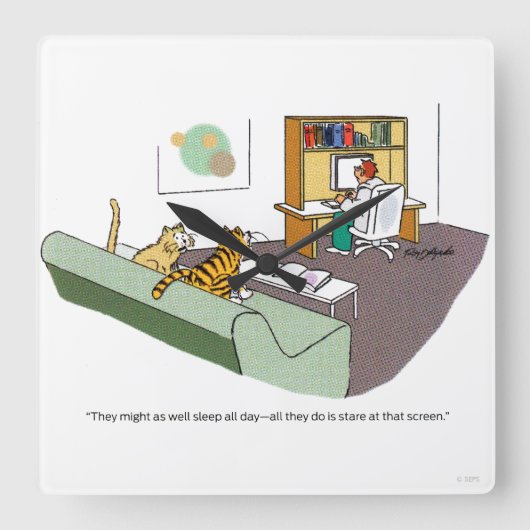 Horloge Carrée Cat Talk (Recto)