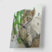 Horloge Carrée Cat Wall Clock (Angle)