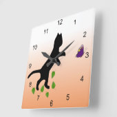 Horloge Carrée Cat With Butterfly (Angle)