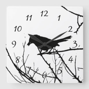 Horloge Carrée Catbird Silhouette Love Bird Watching