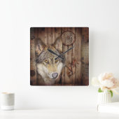 Horloge Carrée Catcher de rêve occidental indigène amérindien lou (Maison)