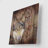 Horloge Carrée Catcher de rêve occidental indigène amérindien lou (Angle)