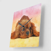 Horloge Carrée Cavalier King Charles Spaniel (Angle)