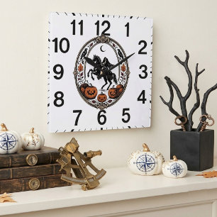 Horloge Carrée Cavalier sans tête Sleepy Hollow Black Raven Jacks